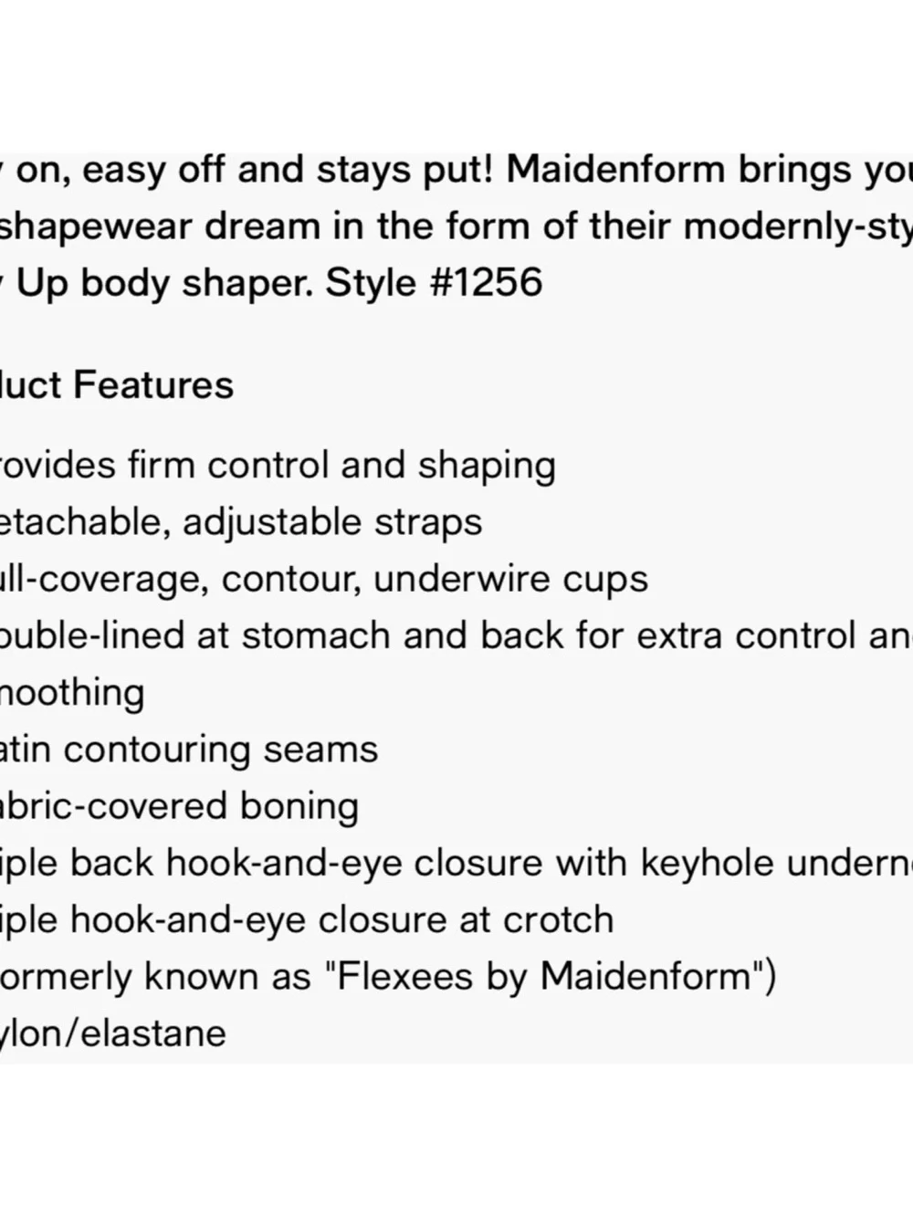 Maidenform Easy Up Bodybriefer Size 40C